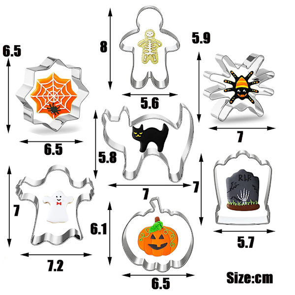 7 stk. Halloween forme i rustfrit stål til fremstilling 4