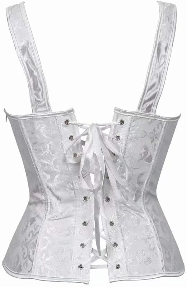 Korsetter för kvinnor Overbust Bustier Top Gothic Sexy Shoulder White-6806 2XL