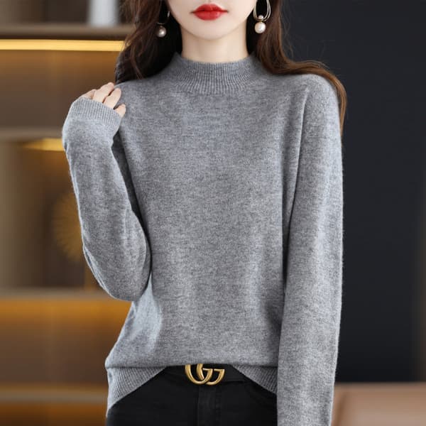 Dam flickor Stickat tröja Hel ylletröja Halv turtleneck Base Shirt ös Fruit Green L