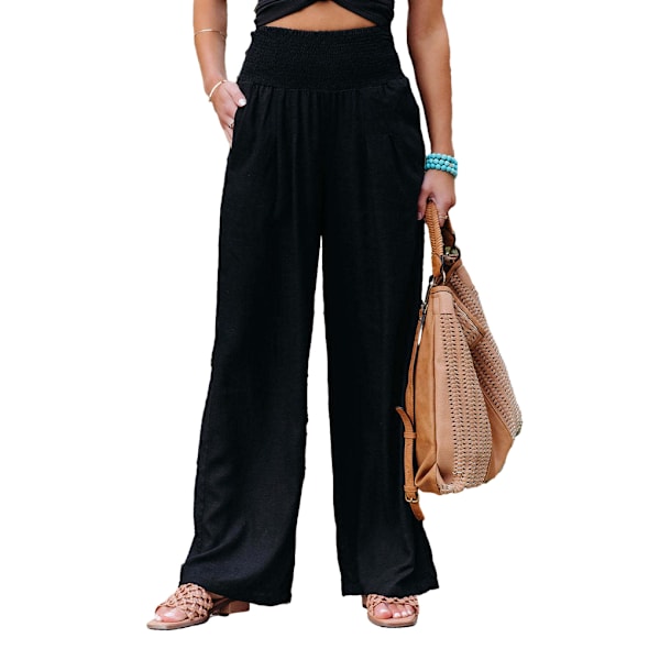 Dame sommerbukser Lommer løse Casual Wide ben Black L