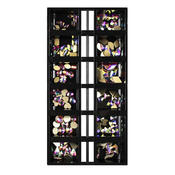 120 st 3D Nail Art Rhinestones Multi-Shape Glas Glänsande Flatback Stones Dekor B