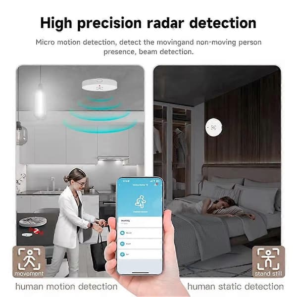 Tuya Zigbee 24G Människonärvaro Stråldetektor Person Högprecisionsradar Detektering Rörelse Statiska Sensorer