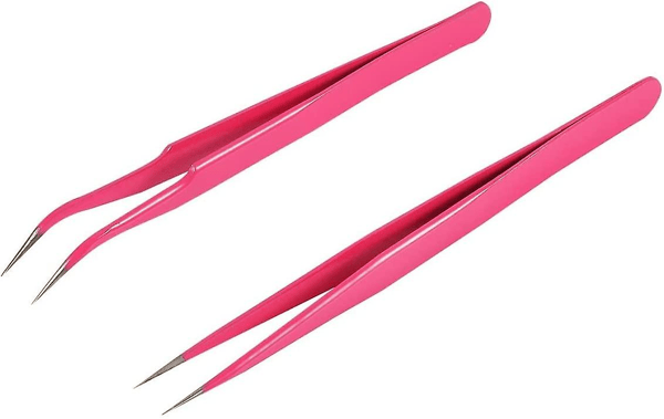 2 delar Nail Art pincett Rak och böjd pincett False