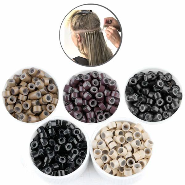 2500 kpl Hiuspidennys Micro Rings Links Beads, 5mm Silikoni