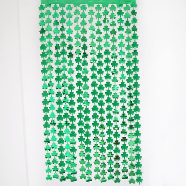 St.Patrick Day Shamrock Glitter Folie Fringe Gardiner - 2 stk