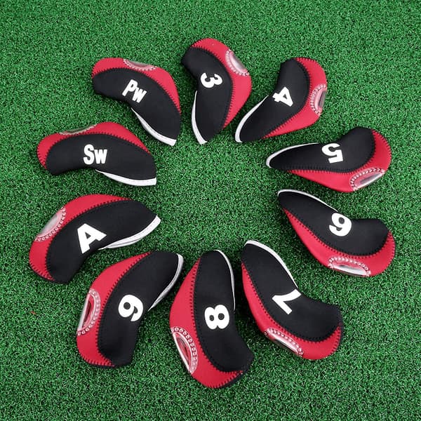 10-pak sæt Golfkølle HeadCovers med nummerlapper 3-9/A/P/S Passer til de fleste Irons Club