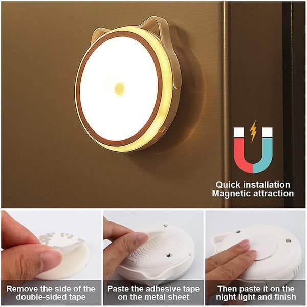 LED-nattlampa med rörelsesensor, bärbar USB laddningsbar