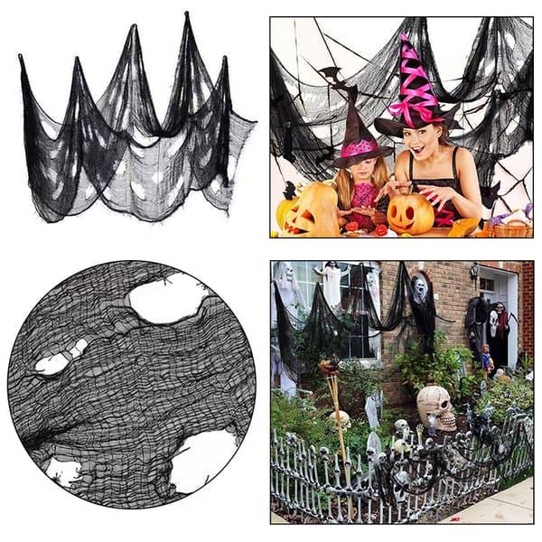 3 ST skummel duk for halloween-dekorasjon Vindusborddør N Black 3PCS