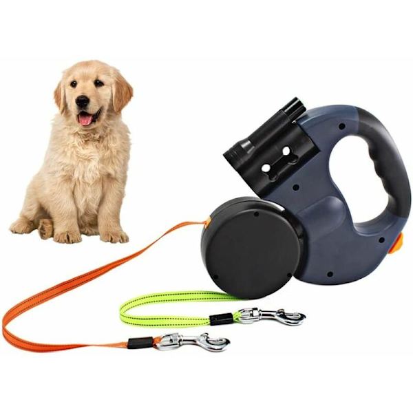 Dubbelt indragbart hundkoppel dubbelt hundkoppel hundkoppel för 2 hundar hundkoppel automatiskt koppel indragbart koppel husdjurskoppel