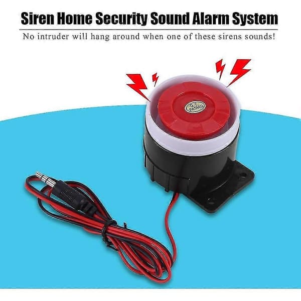 Mini alarmsirene for huset, plast/metall, 110 dB, svart/rød
