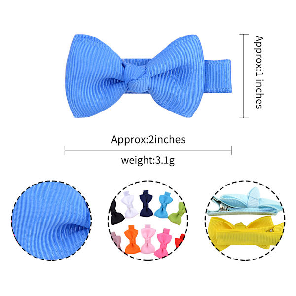 40-pakning 2 tommers Grosgrain Ribbon Alligator Hårspenner for Baby Gi
