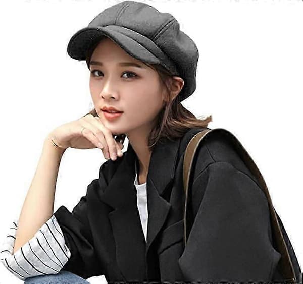 Dame Visir Beret Jenter Newsboy Lue Høst Japansk Malerhatt (Grå)