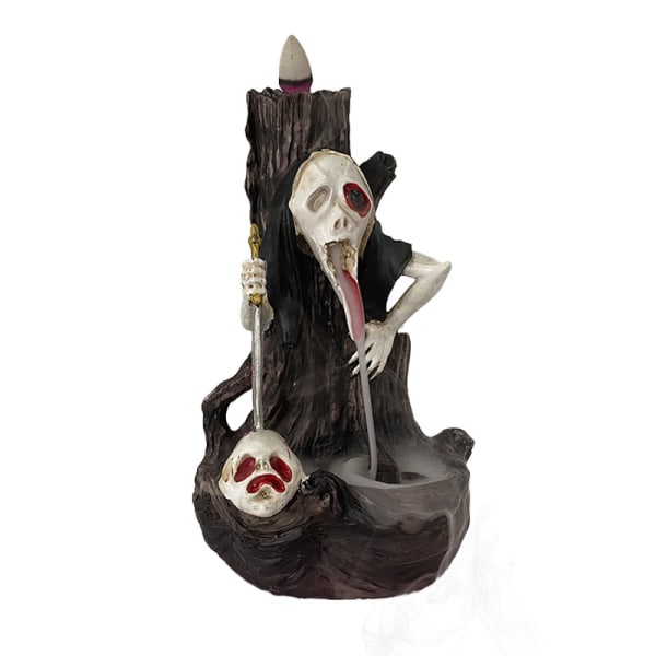 Kreativt malet kranie backflow røgelse halloween aromaterapi