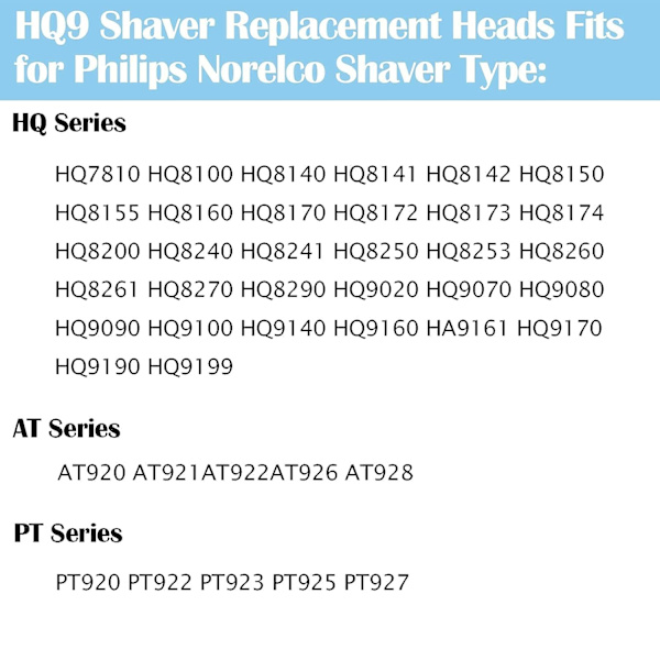 HQ9 Rakhuvud Blad Philips Norelco 8140XL 8150XL 8160XL 6 st
