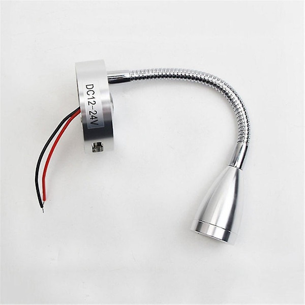Dc12v 24v Rv Boat Led Reading Light Dimmable Flexible Gooseneck Wall Lamp For Truck Motorhome Yachts Cabin With Usb Charger Port Silver 3w cold white led