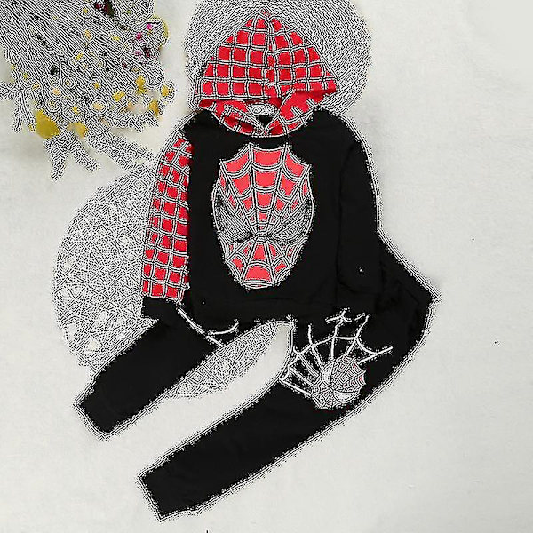 Barn Pojkar Spiderman träningsoverall Set Huvtröja + Joggingbyxor Sweatshirt Sportoutfit Kostym Barn Superhjältekläder Black 6-7 Years
