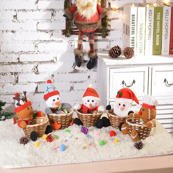 Halloween xmas julklappar dekoration santa snögubbe godis bambu korg dekoration 1903b??