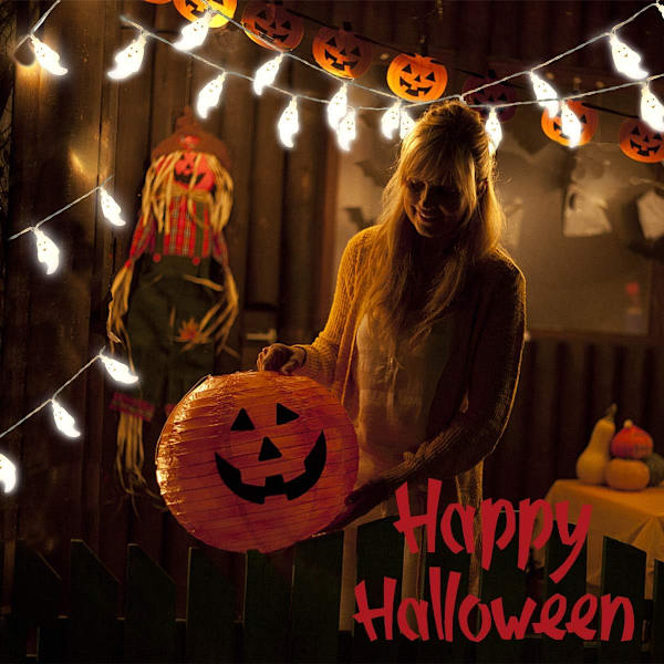 Halloween-haamukoristevalot 4,5 m 30 LED kurpitsa-aavevaloa