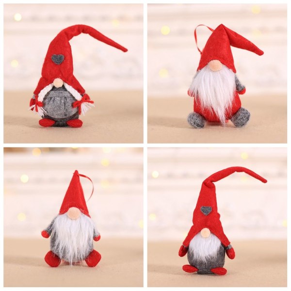 Juldekoration Xmas Tree Hanging Plysch Gnome Doll D