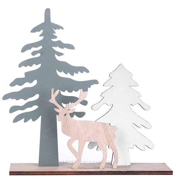 Juldekortion Trä Älg & Tree Silhouette Vinterfestivl Scen DIY a