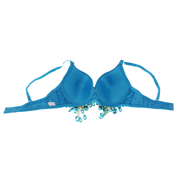 1/2/3 Magdans Perlebesatt BH Paljetter Topp Sexy Dansende Sanger Blue 36 Size 1 Pc