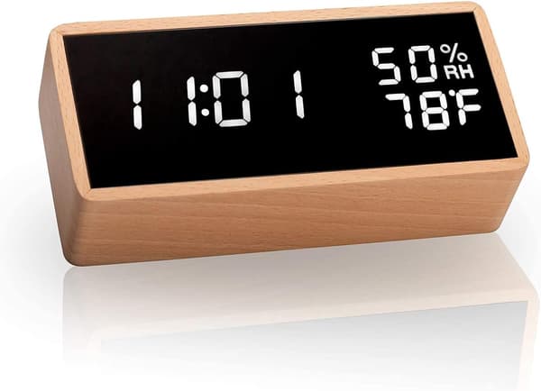 Elektroninen herätyskello, puinen digitaalinen herätyskello USB-virralla Di*