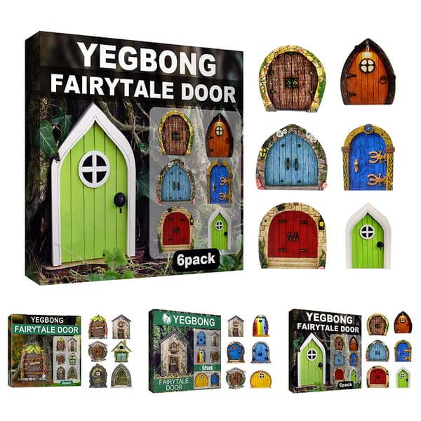 Fairy Door Set med 6 Miniature Gnome Door Set Pixie Miniature 1