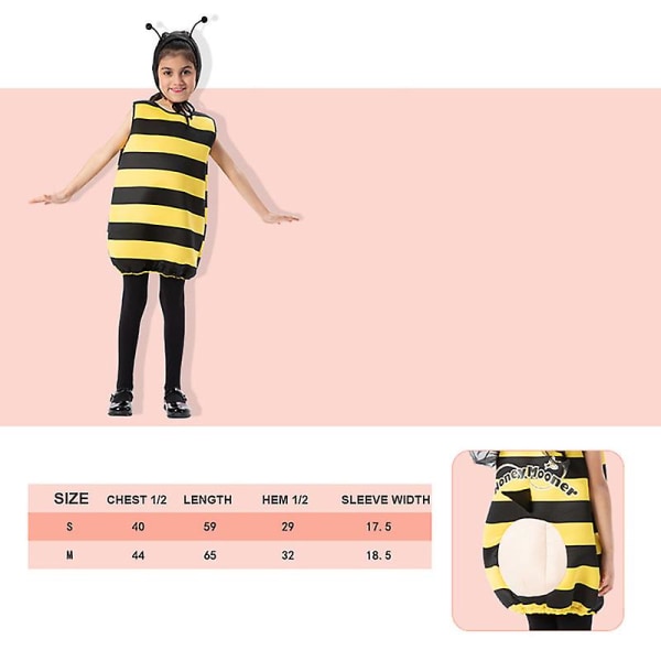 Klassisk Honey Bee Børnekostume, toddler Humlekostume Børn, Humlekostume Toddler, Humle småbørnskostume, Bee Toddler Kostume, børn Unis S