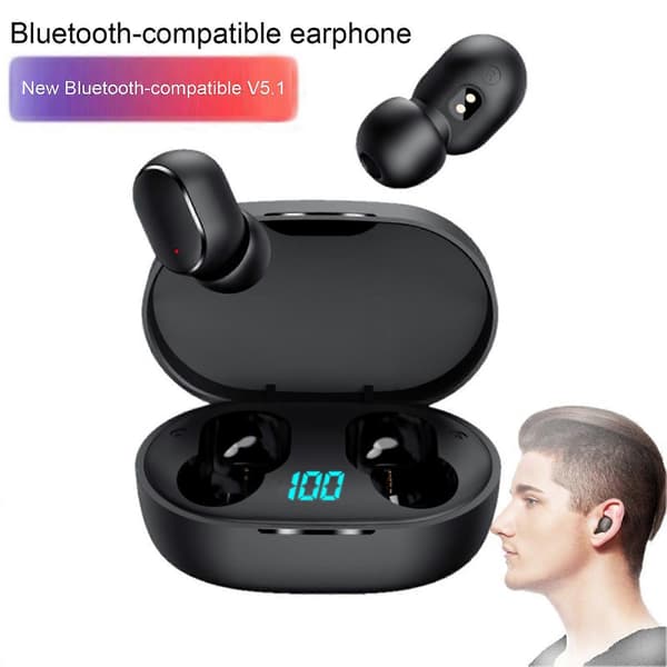 1 sæt E6S trådløse øretelefoner Bluetooth-kompatibel 5.0 Stereo Surround LED Power Digital Display Stabil forbindelse IPX4 Vandtæt øretelefon Spilkomponent Q