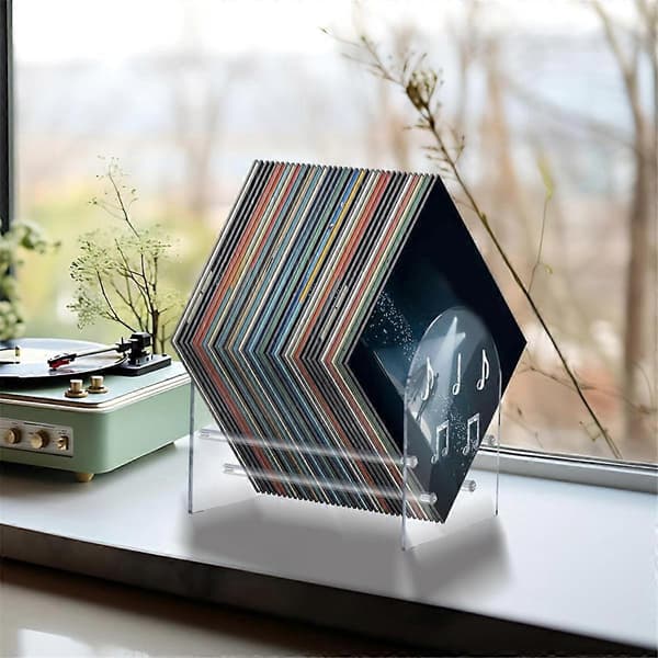 Vinylpladeholder Skrivebord Bøger, Magasinhylder Akryl Displayhylde til CD-plader Multifunktionel Organizer Rack