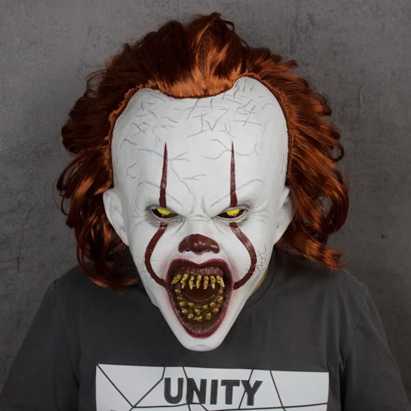 Halloween Mask Skrämmande Pennywise Skrämmande clown Helansikte Skräckkostym Fest Semester Cosplay Dekoration Rekvisita Vuxen