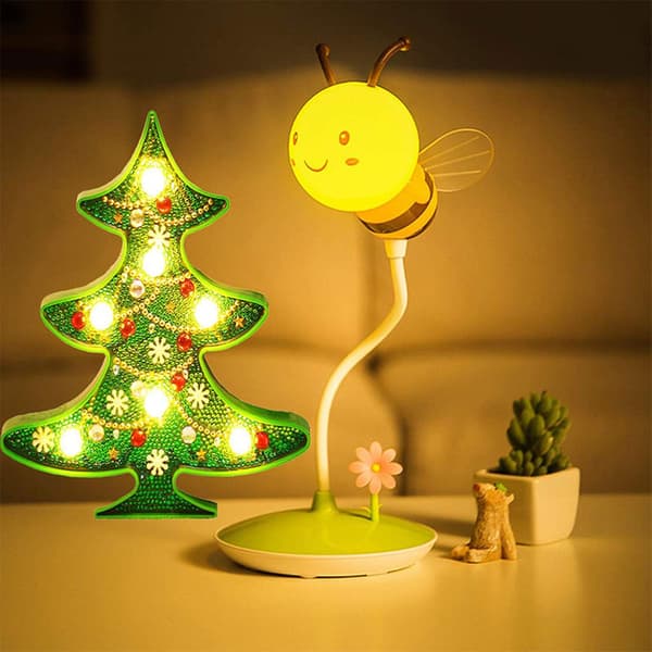Diamantmalingslampe, DIY LED Diamantmaling Snømann Nattlys