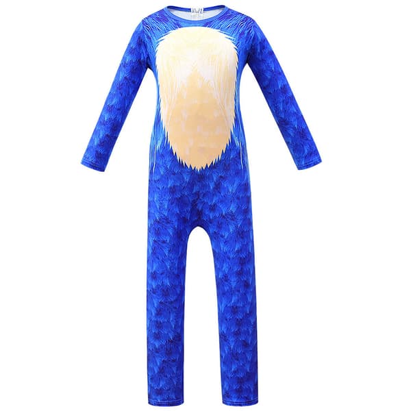 Sonic The Hedgehog Cosplay kostymeklær for barn, gutter, jenter Jumpsuit + Mask + Handskar 3-4 år = EU 92-98