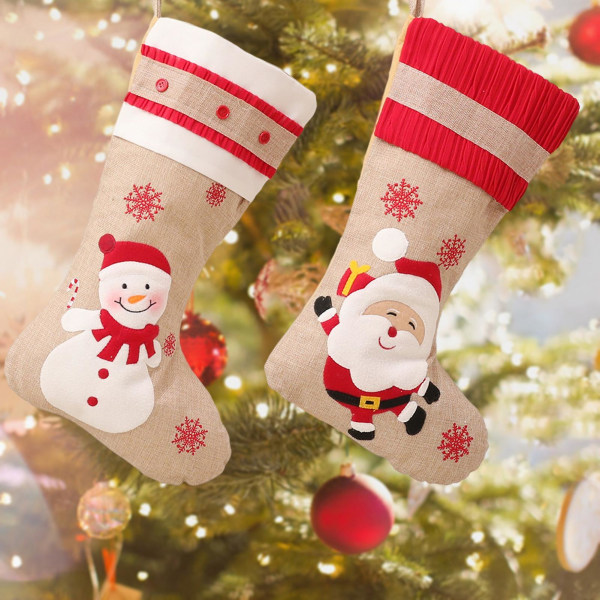 Julstrumpa mångsidig färgglad festlig butik Godis Stickad Print Elastiska tecknade strumpor Dekor Juldekoration C