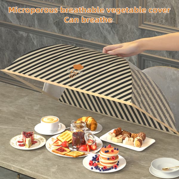 Bærbart cover i paraplystil Sammenfoldeligt mesh Madparaply-telt Anti-flue bordsmadsoverdækning rectangular 50x70cm striped cooking