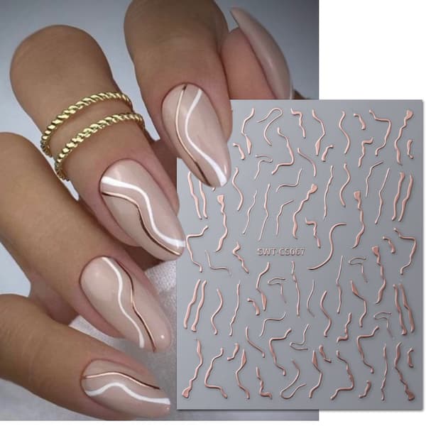 #10 Aurora Line Kynsilakkaleimat - Rose Gold Itseliimautuvat