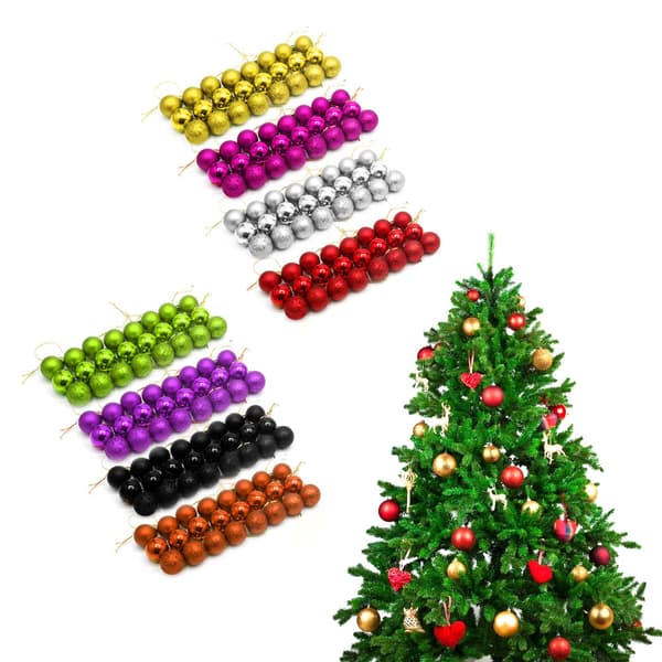 24st Glitter Julkulor Xmas Tree Baubles Hängande Dekor Juldekoration Red