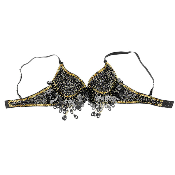1/2/3 Magdans Perlebesatt BH Paljetter Topp Sexy Dansende Sanger Black 36 Size 1 Pc