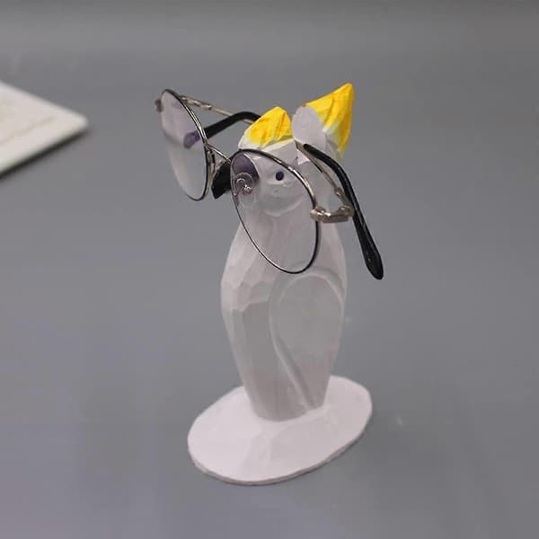 Glasögonhållare i trä, träsnideri, glasögonställ, solglasögondisplay, djurformad present till barn och vänner (Papegoja)