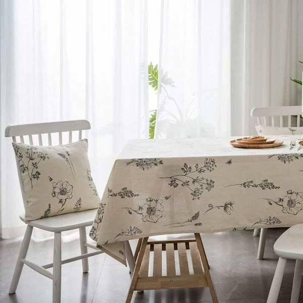 Little Bee Flower Printed Skitse Cool dug Bomuld Linned Grå