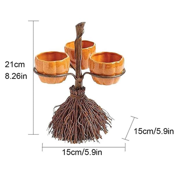 1-pack Halloween Broom Pumpkin Cups Snackskål Stativ Godiskål