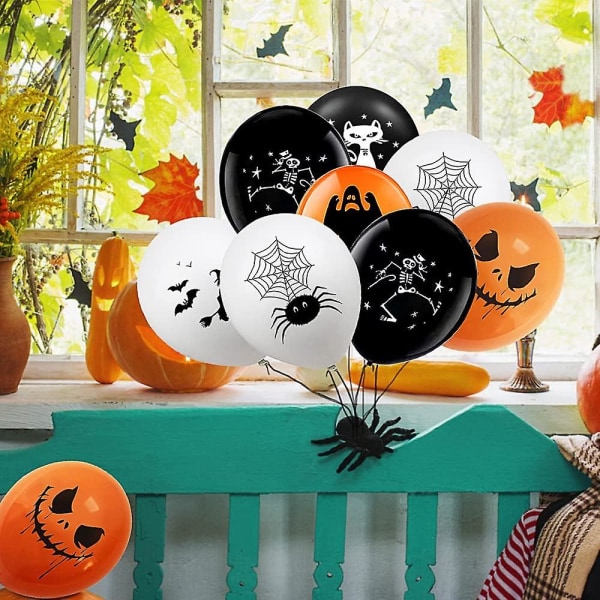 30 stk. Halloween latexballoner - spøgelsespindeldesign til festdekoration