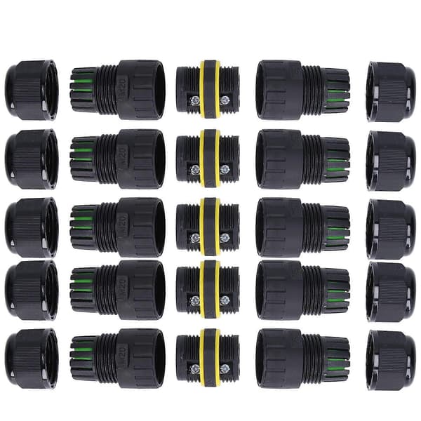5 STK IP68 Vanntett Kobling 3-pins Rett Gjennom Utendørs Strømkontakt for 9-12mm