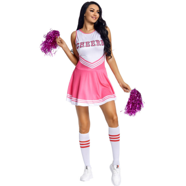 Cheerleader kostym för kvinnor Halloween outfit pink M