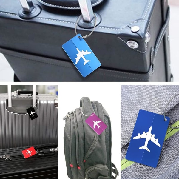 Bagagelapp i aluminium med namn och adress för att förhindra borttappat bagage, 2 st