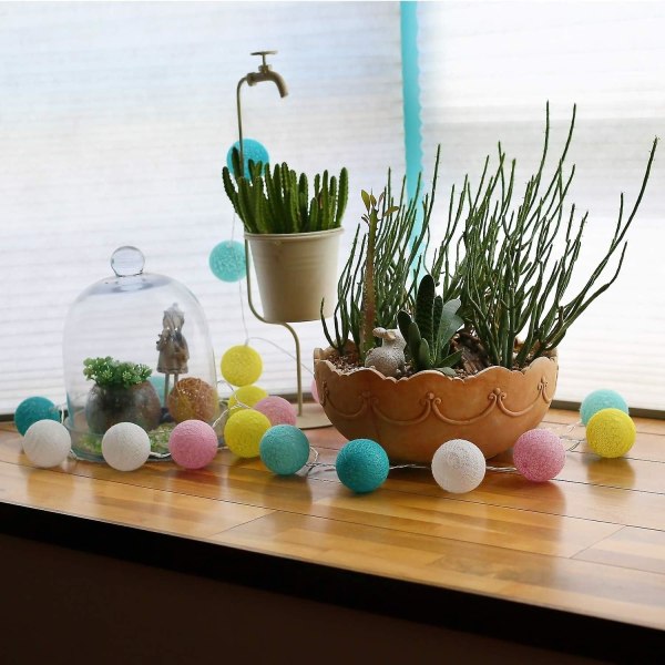 Cotton Ball Fairy Lights - 3m 20 Led Light String-bärbara Led Fairy Lights för inomhusbruk
