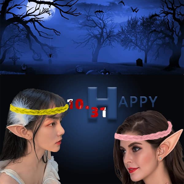 Lateksiset tonttukorvat Pixie Pukeutumisasu Pehmeä pitsi Goblin Fairy Pink+yellow