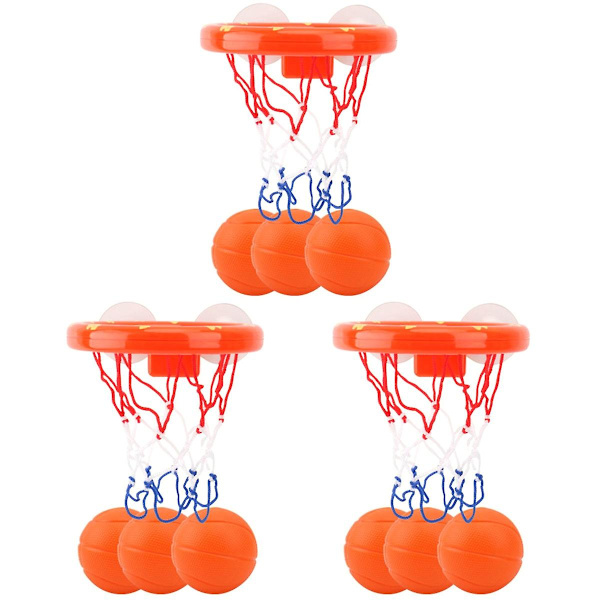 3 set badbasketleksaker Plast självhäftande basketbåge Lekvattenleksaker med 20 bollar för småbarn Babys (sorterad färg) As shown 16X17CM