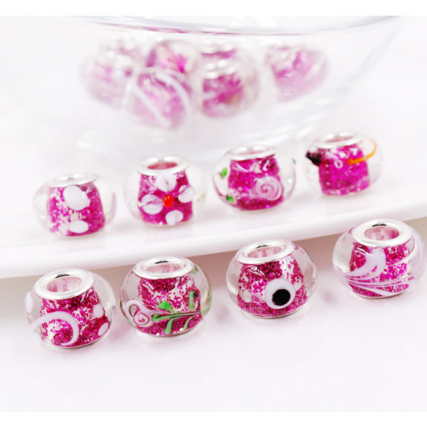 100 stycken European Craft Beads Stort hål glasmellanlägg, grön