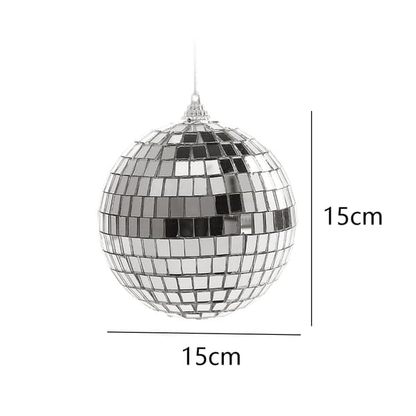 Sølv Disco Refleksspeil Julekuler Lett å henge opp for 15cm